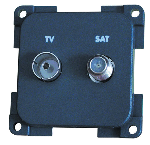 PX3-DC Presa Satellitare A 3 Vie Per SAT, TV, Radio, DVB-T, Con Passaggio DC, Montaggio A Parete O Incasso