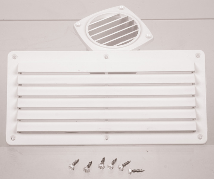 Ventilation grille, white, 264x127mm, angular, incl. screws Furniture