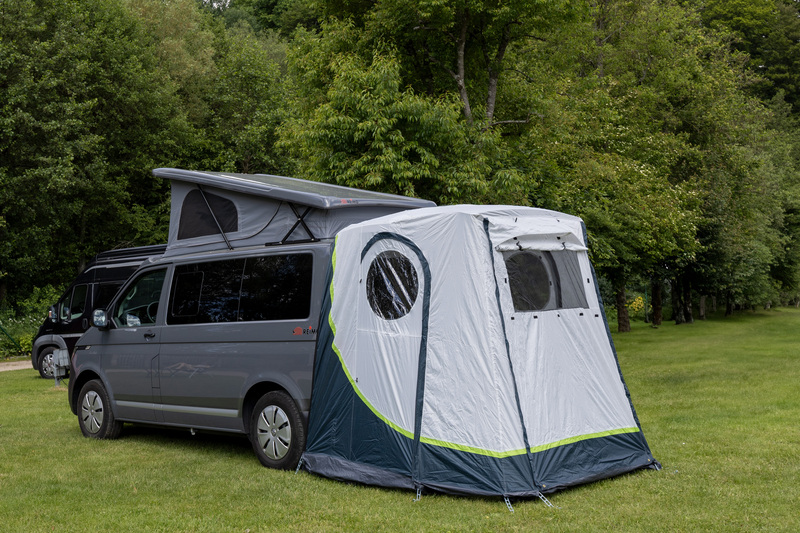 Reimo Helgoland Air Paravento Da Campeggio Gonfiabile - 2 Segmenti 400x155 Cm, Con Pompa, Protezione Dal Vento E Privacy