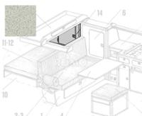 VW T3 hæk-garderobeskab med hylde, Granitto design laminat, som byggesæt