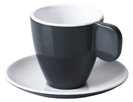 Tasses à espresso en mélamine, lot de 2, anthracite/blanc, 2 tasses + 2 soucoupes Tasses à espresso en mélamine, lot de 2, anthracite/blanc, 2 tasses + 2 soucoupes