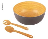 Bambusskål Ø23cm H9,6cm med salatbestik