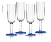 Polycarbonate champagne glasses blue 180ml, 4 pieces