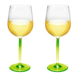 Plastik Weingläser Tarifa 370ml, grüner Stiel, SAN, 2er Set