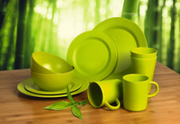 Bamboo Tableware, Set LIME Camp4, 10 Parts, Colour: Lime-Green