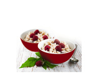 Melamin Müslischalen 2-er Set weiß/rot, Ø15 cm, mit Antirutschring