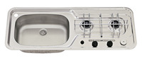 sink/cooker 800x320 2-flame stainless steel piezo basin left 30mbar