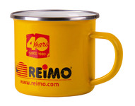 Emaille-Becher REIMO 40 JAHRE H8cm Ø8,5cm 350ml, gelb