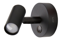 Surface-mounted LED spotlight with night light – matt black