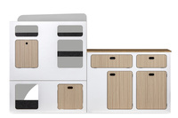 Flatpack-Möbelzeile für VW T5 / T6 / T6.1 kurzer Radstand - Weiß - Eiche