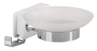 Porte-savon en verre avec crochets rabattables, blanc