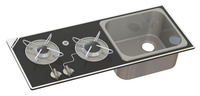 Combinaison table de cuisson/évier - 2 feux avec verre de sécurité Combinaison table de cuisson/évier - 2 feux avec verre de sécurité