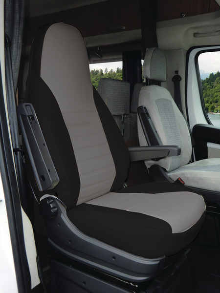 2 pcs. black:imitation leather, grey:microfibre, with headrest