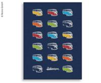 VW Collection fleece tæppe BULLI PARADE, blå, 150x200cm