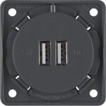 Berker USB opladningsstik 12V dobbelt antracit mat, sort indsats