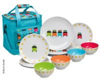 Melamin Geschirr-Set Camper Smile, 12-tlg, inkl. Kühltasche 16l