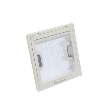 Hotte de toit grise avec moustiquaire 280x280, verre opale, cadre intérieur gris