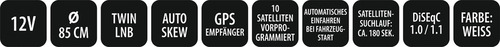 Multi Sat-Anlage X85 Twin + Skew, 85 cm Spiegel
