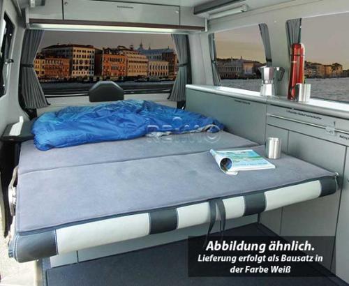 VW T6, VW T5 CityVan SWB furniture module high-gloss white with silver cover