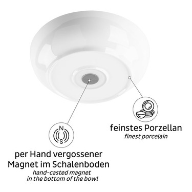 Magnetisk madskål i porcelæn - hvid
