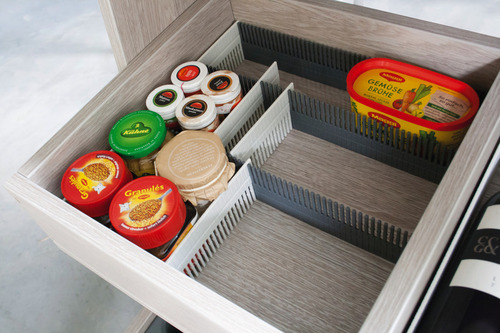 Purvario Schubladenleisten - Lichtgrau / anthrazit - 8er Set