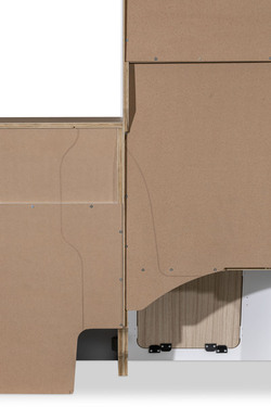 Flatpack-Möbelzeile für VW T5 / T6 / T6.1 kurzer Radstand - Weiß - Eiche