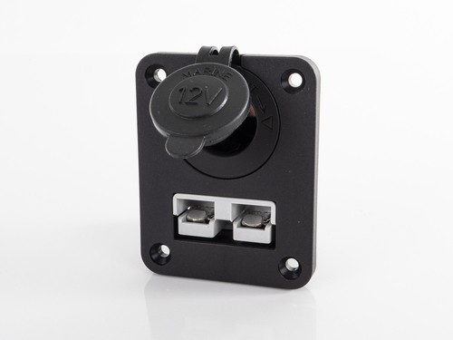 Mounting panel with 12 V power socket and 50 A connector (Anderson style)