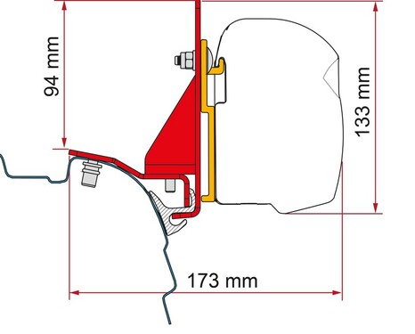 Multirail Adapter - Mounting adapter for F45 VW T5/T6/T6.1 with Reimo Multirail