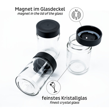 Feinkost-Magnetgläser BLACK & CLASSY - 192 ml