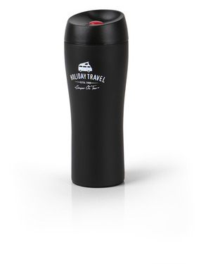 Thermo coffee cup HOLIDAY TRAVEL 400ml, black, stainless steel