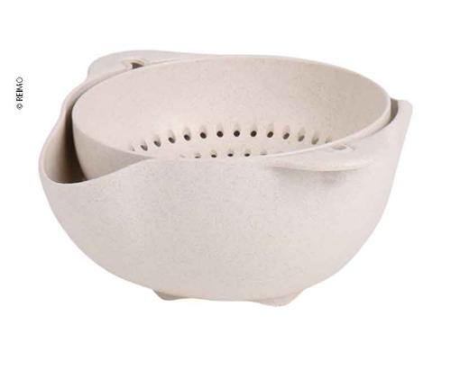Bowl with sieve and rotating function