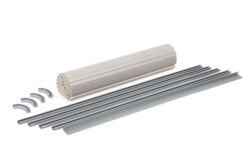Rollladen-Kit inkl. Lamellen, Schienen, Kurven, Winkelprofil, Beige