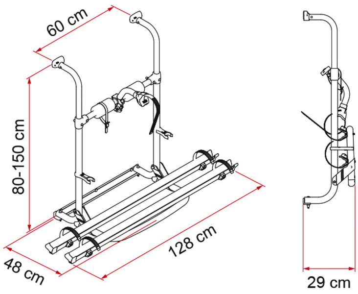Portabiciclette per camper per 2 biciclette