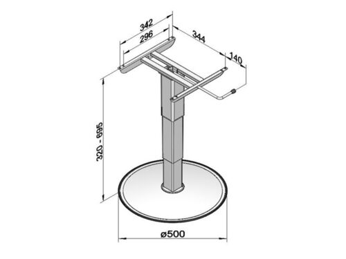 Einsäulenhubtisch 320-695mm, obere und untere Höhe