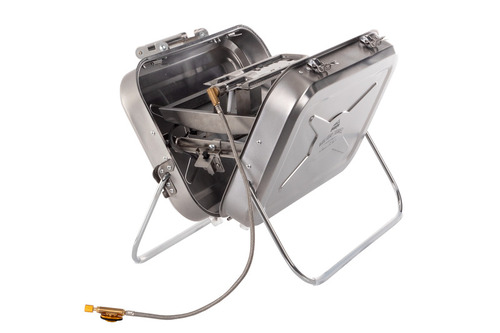 Maleta de acero inoxidable con parrilla de gas