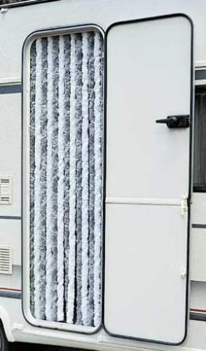 tenda in pile 56x205 grigio/blu/bianco per camper e caravan