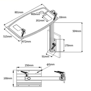 Tischsäule aus eloxiertem Aluminium