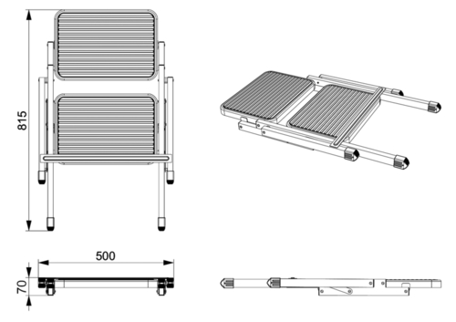 Sammenleggbart dobbeltrinn av stål