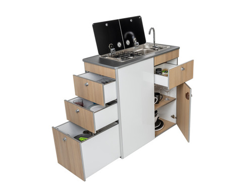 Keittiöblokki Mercedes Sprinteriin - Musta yläosa - Omena / Valkoinen