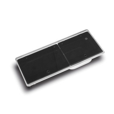 Komfur-vask kombination med 2-delt glasdæksel