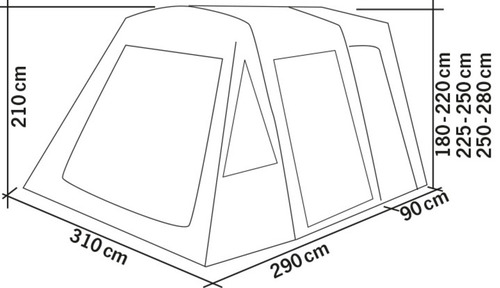 Puhallettava linja-auton markiisi TOUR BREEZE AIR - 3 asennuskorkeutta -