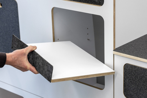 Flatpack-Möbelzeile für VW T5 / T6 / T6.1 kurzer Radstand - Weiß - Basalt