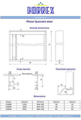 Mosquito net 650x1935mm cabin door pleated