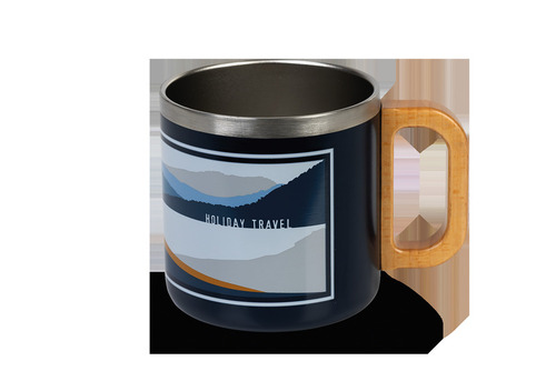 HOLIDAY TRAVEL SPIRIT Edelstahl-Tasse mit Holz-Griff