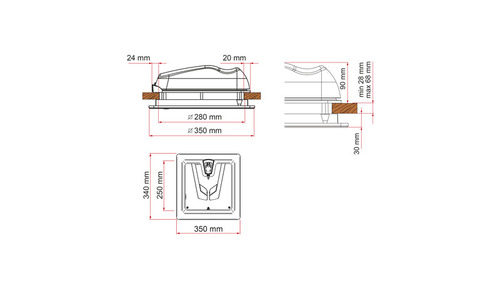 Dachhaube Vent 28F 28x28