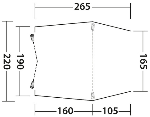 Free-standing rear tent SANDCREST S for bus height 155 - 185 cm