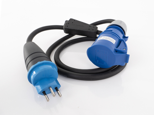 CEE adapterkaabel Šveits (CH pistik ja CEE ühendus) koos 10A kaitsmega