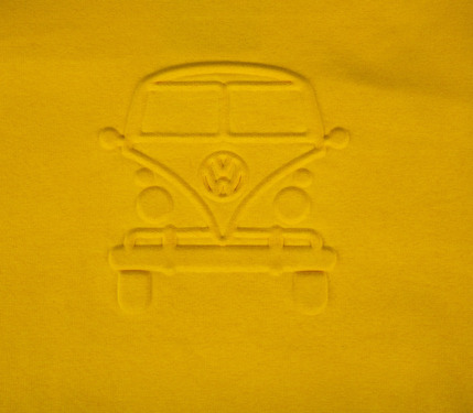 Hooded sweatshirt VW Bulli, size S, yellow, 65% cotton/35% polyester