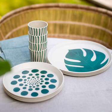 Set of 4 small plates - MONSTERA DOT