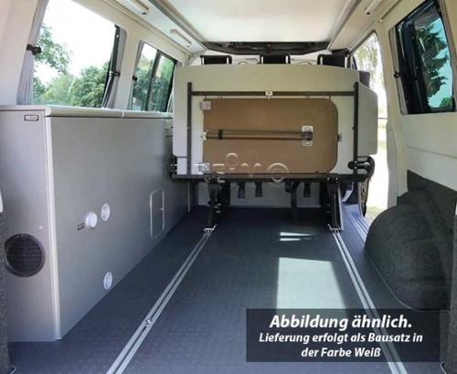VW T6, VW T5 CityVan SWB furniture module high-gloss white with silver cover